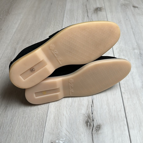 Loro Piana Black Suede Summer Charms Walk Slip On Loafers‎ Black 7.5W 6.5M NWT - Picture 11 of 12